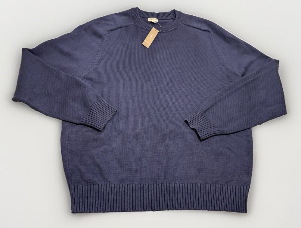 NWT J Crew Heritage Cotton Crewneck Sweater Navy Blue Men's Sz XL
